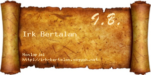 Irk Bertalan névjegykártya